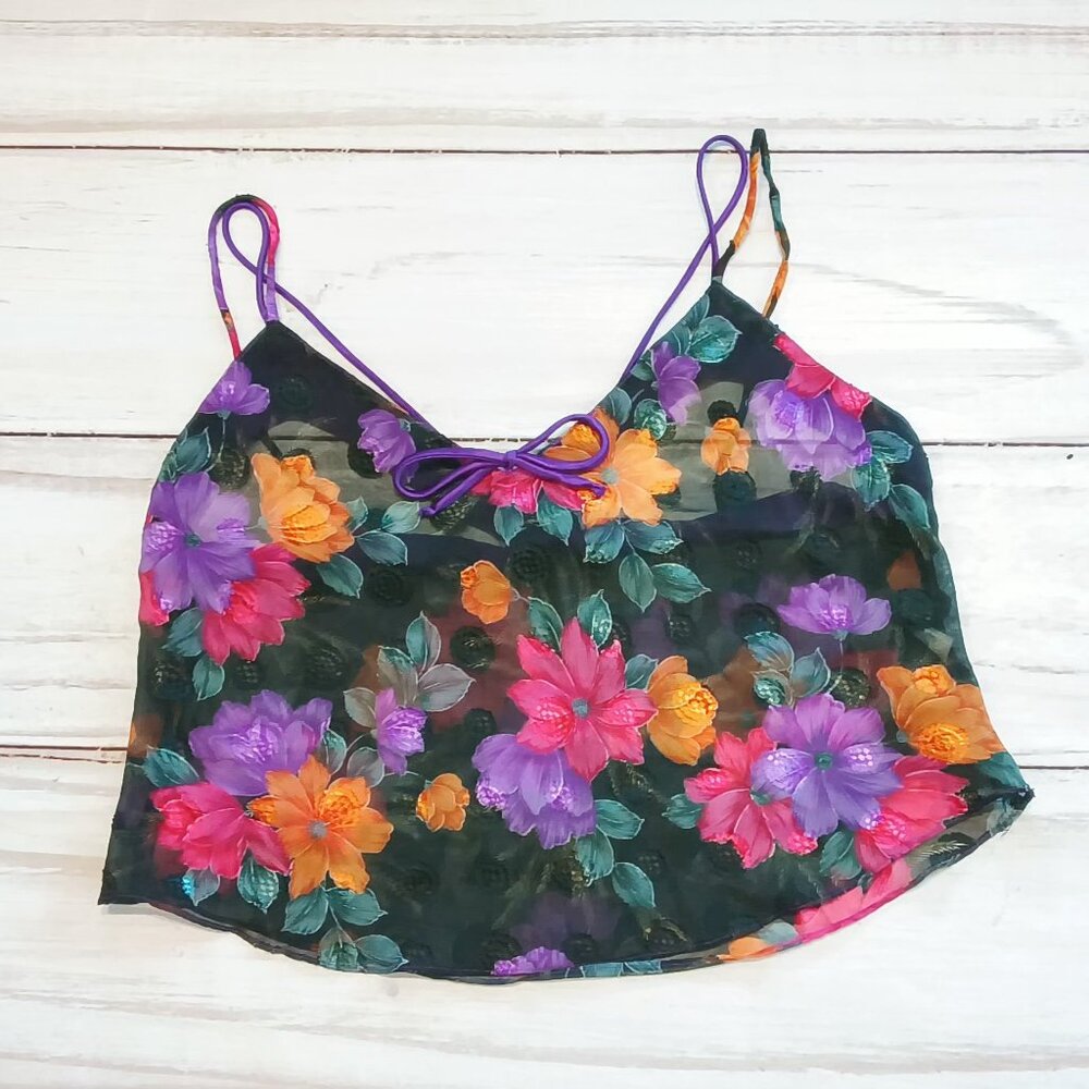 Tender Moments By Intime Womens Vintage Beautiful Colorful Florals Sleepwear Top